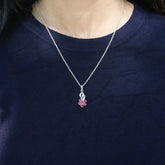 ruby pendant, sterling silver pendant, buy ruby pendant, ruby jewelry, ruby & diamond pendant, diamond pendant, flower pendant
Ruby & Diamond  925 silver flower pendant