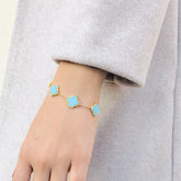 Contemporary Modern style Stackable 18K Gold Plated Silver 925 Turquoise Bracelet