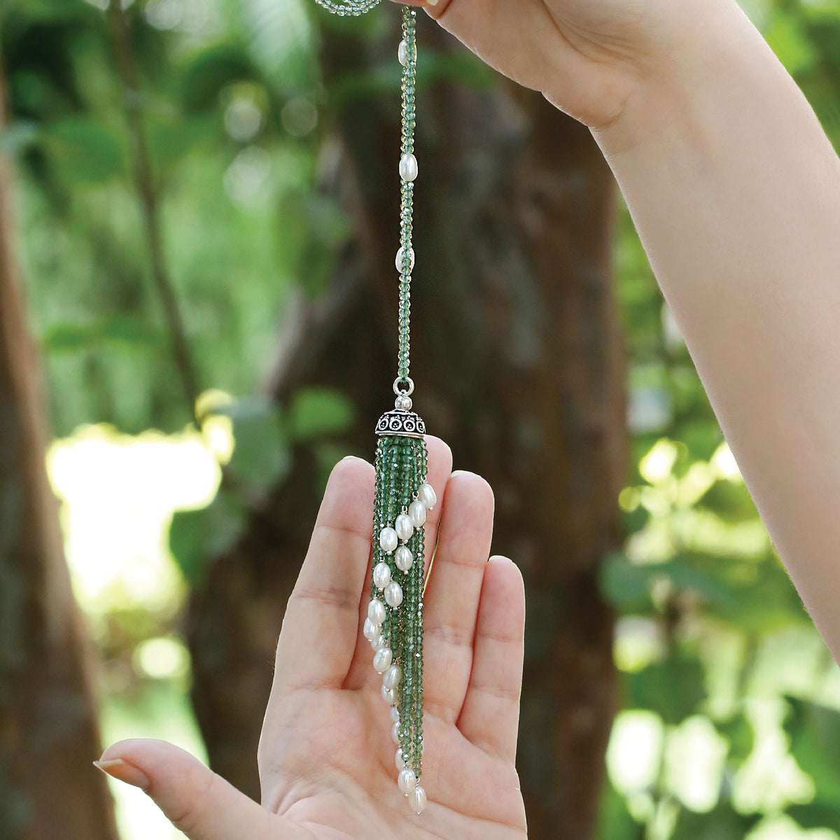 Sangria Green Amethyst Silver 925 Necklace