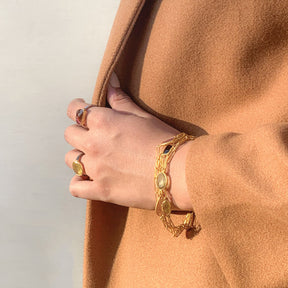 Titan 18K Gold Plated Silver 925 Tourmaline Layered Bracelet