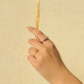 Blue stone 18K Gold Plated Silver 925 Ring