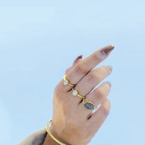 Advay 18K Gold Plated Silver 925 Polki Diamond Ring