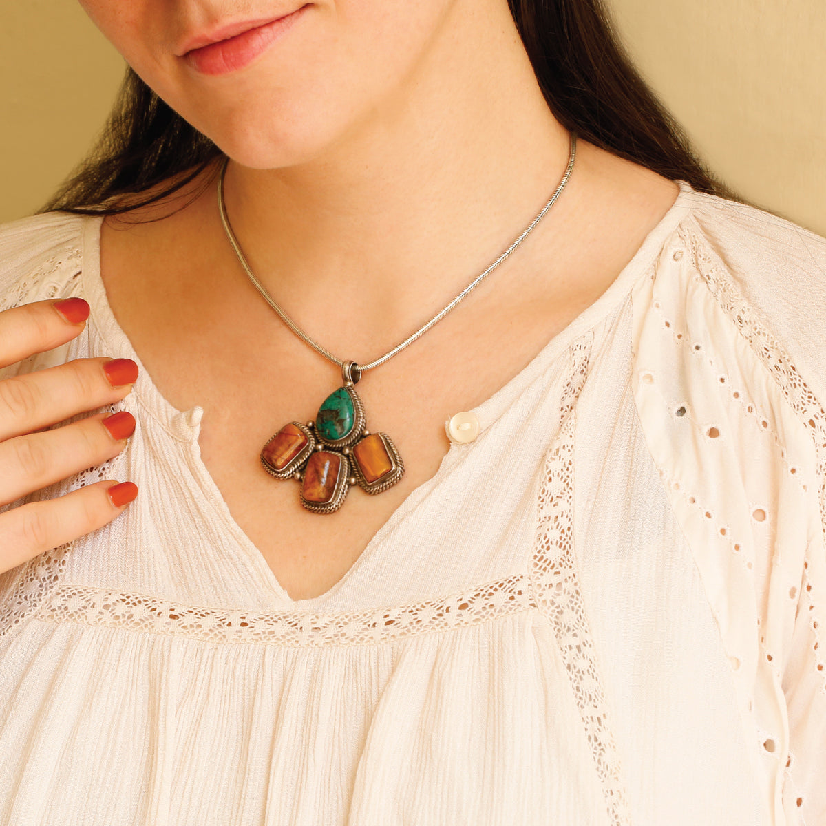 Addison turquoise and tiger stone necklace