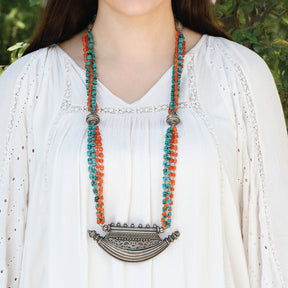 Ashra turquoise carnelian necklace