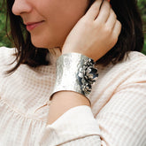 Erica Traditional flower silver cuff