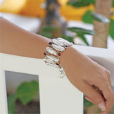 Mother of Pearl & Garnet Silver 925 Bracelet