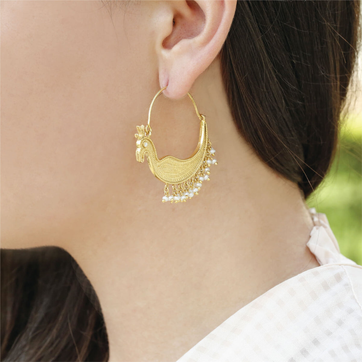 Peacock Pearl Gold plated Silver 925 Earrings