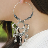 Silver Big Round Shape With Flower Jhumka