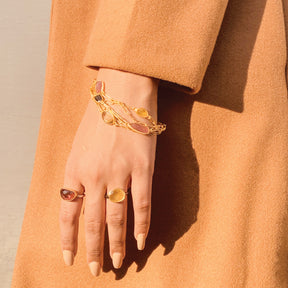 Layered chain bracelet stylish stackable  18K Gold Plated Silver 925 Tourmaline Bracelet
