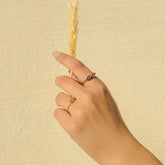 Minimal everyday style Yellow stone 18K Gold Plated Silver 925 Ring 