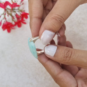 Exceptional square shaped amazonite silver ring