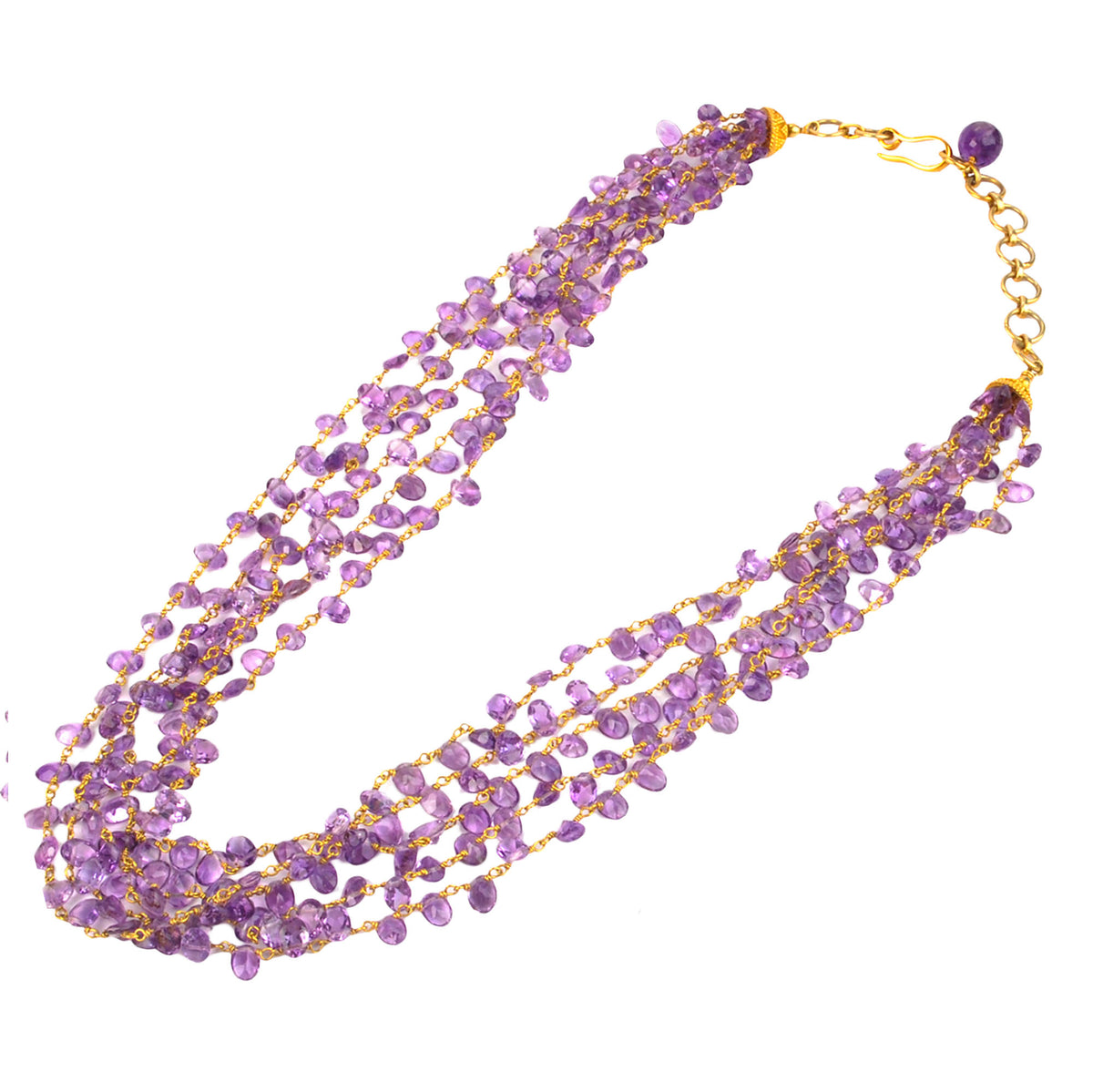Amethyst beads multi strands necklace