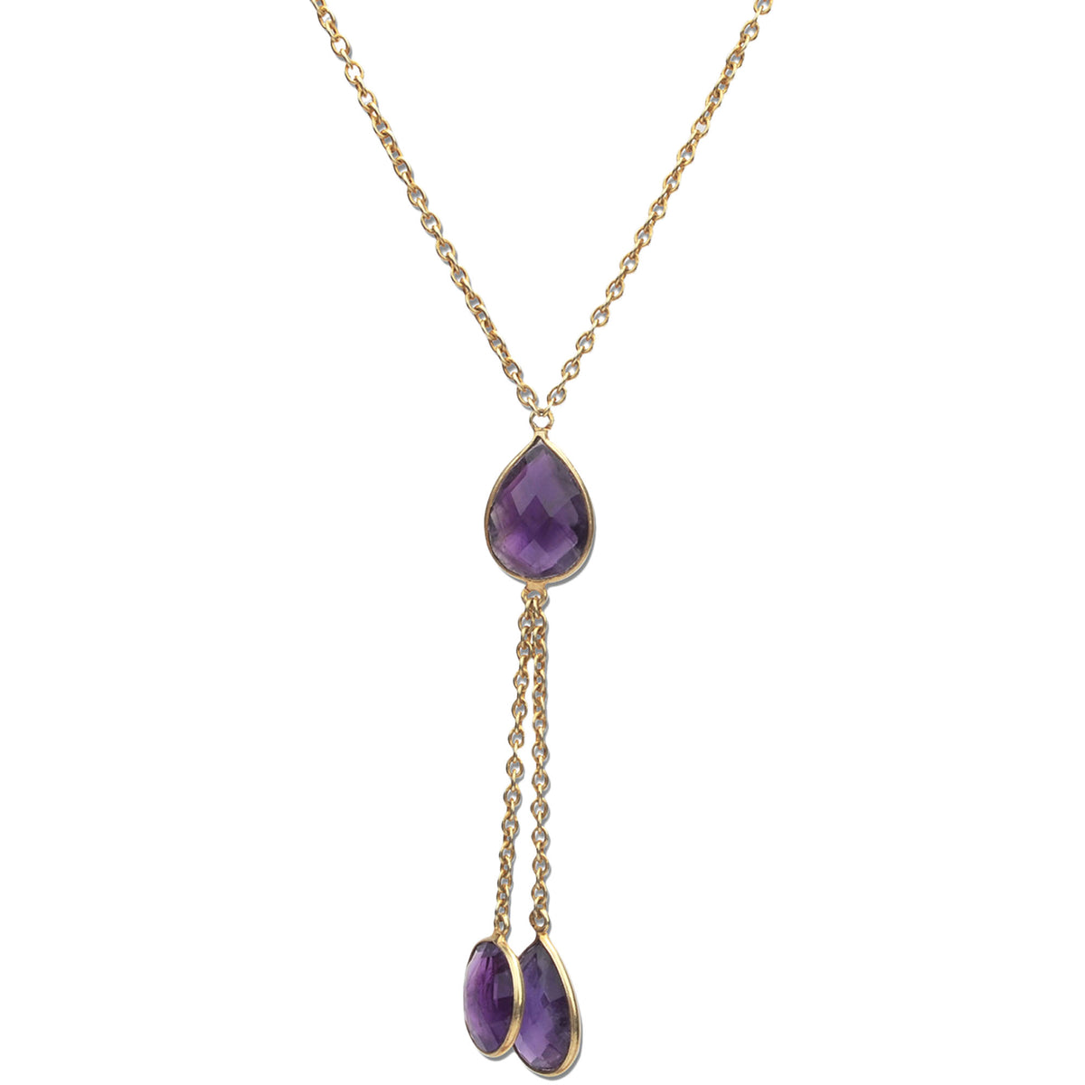 Amethyst necklace in 18 k gold plated silver