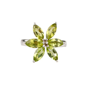 925 sterling silver peridot flower ring 