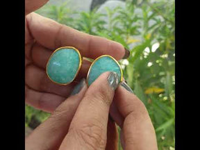 Amazonite Gold plated silver earrings