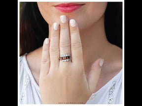 Astounding Garnet and Silver 925 Ring