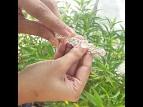  silver rose quartz bangle