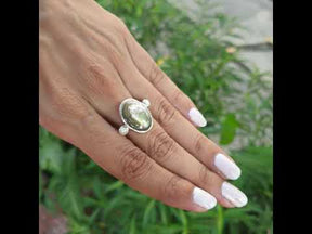 Bezel set abalone & pearl silver ring
