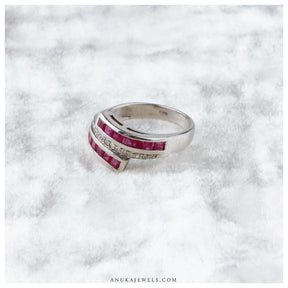 Charismatic Ruby & Diamond Silver 925 Ring