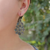 Flexible Flower Two Tone Hanging Earrings
