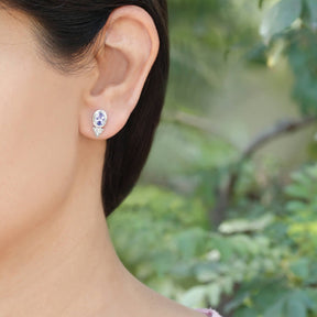 Bewitching Tanzanite and Diamond Silver 925 Earrings