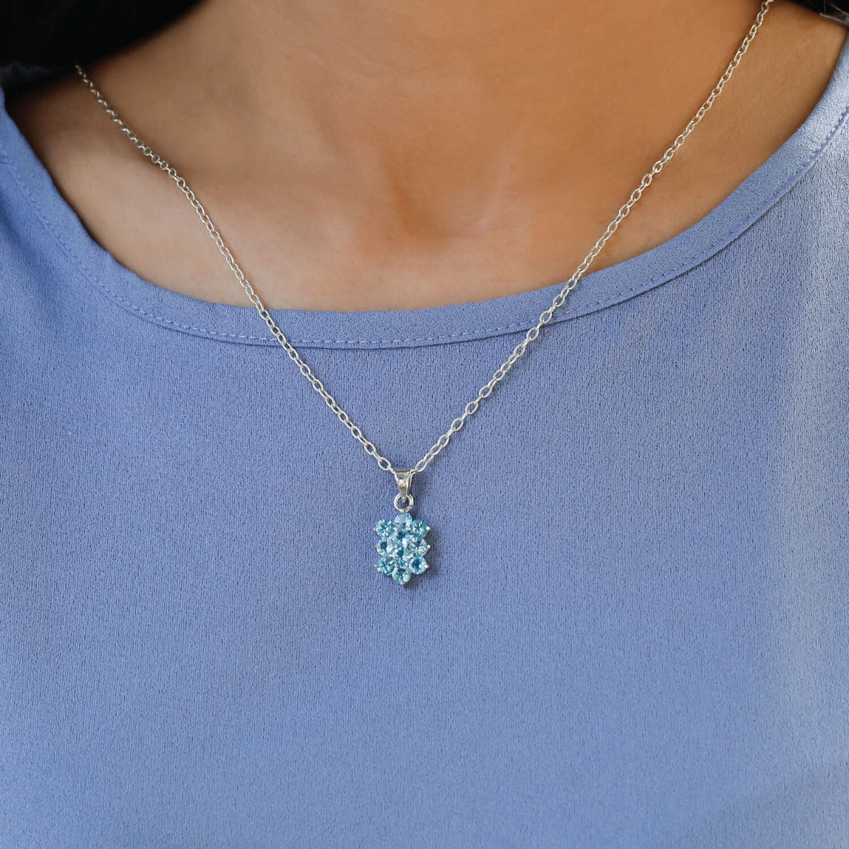 silver pendant, sterling silver pendant, blue topaz pendant, buy blue topaz jewelry, multi color pendant, fancy pendant, gemstone pendant