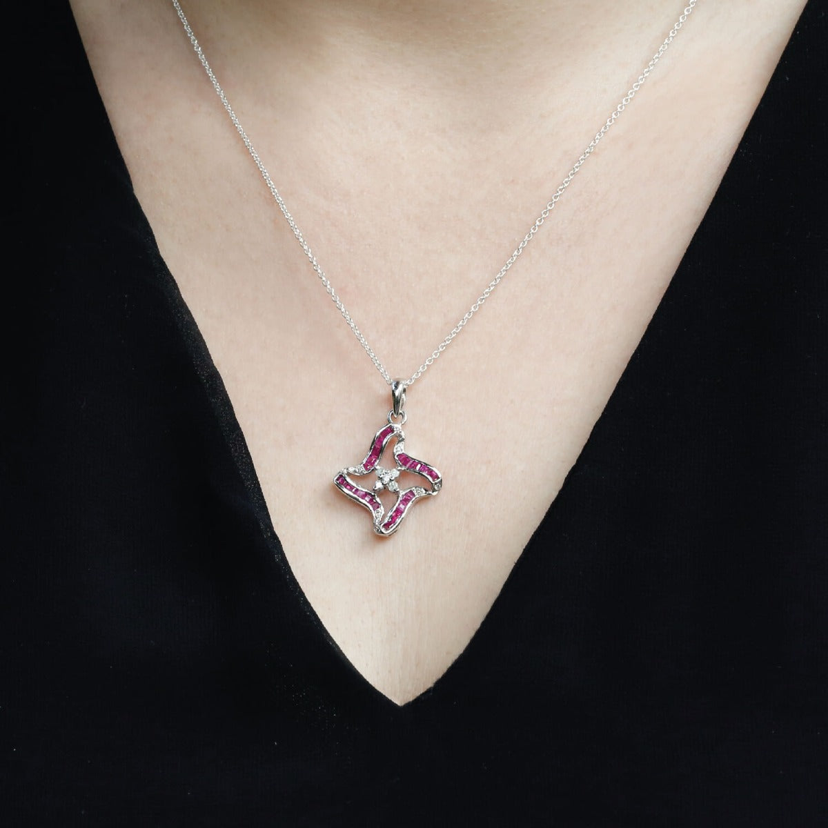 Exquisite diamond and ruby pendant