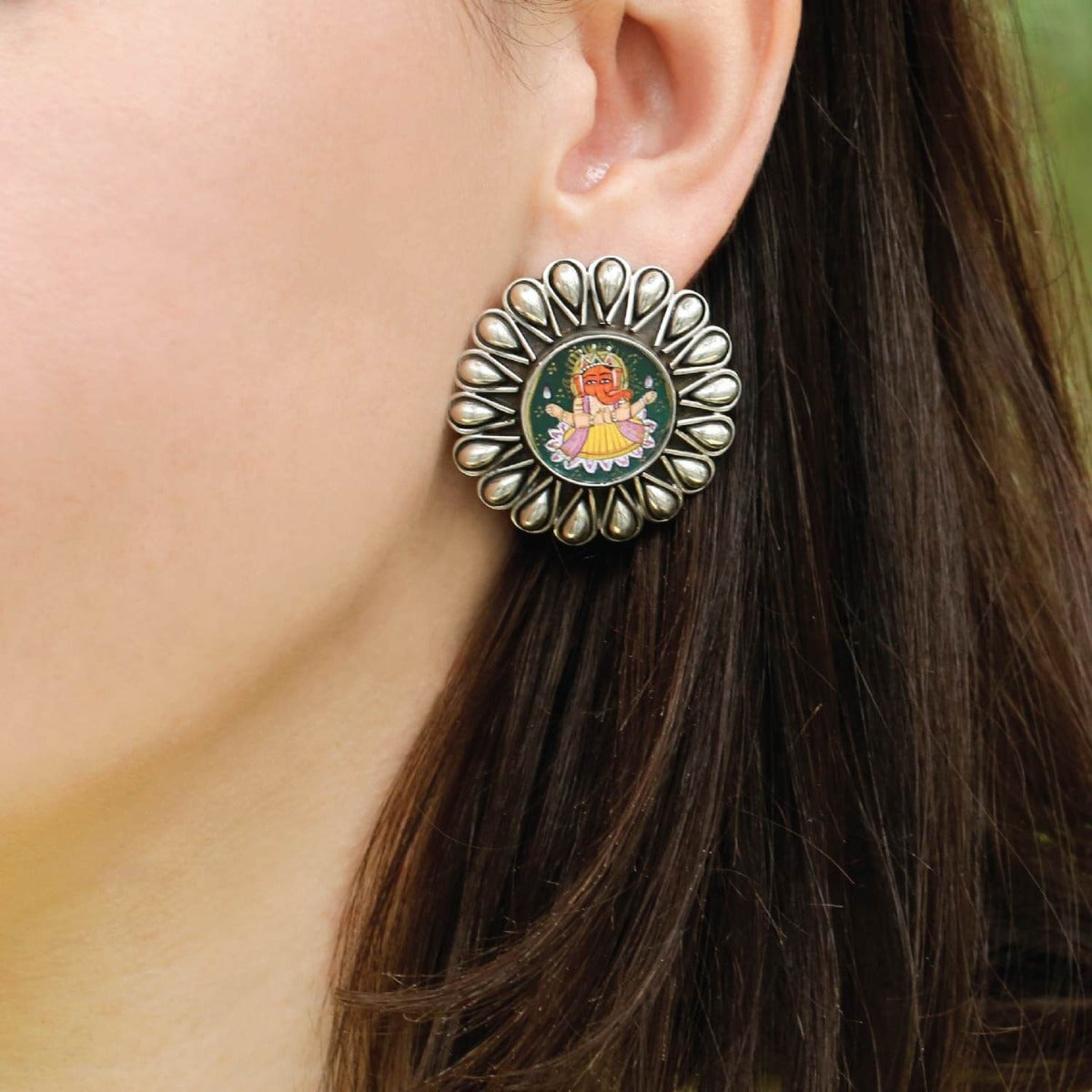 miniature Ganesha, Ganesha murti, Ganesha earrings, Stone Ganesha, miniature earrings