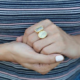 Blue color ring, green color ring, multicolor ring, sterling silver ring, 18K gold Plated sterling silver ring, pastel ring, gemstone ring, prehnite & aquamarine gold plated silver ring