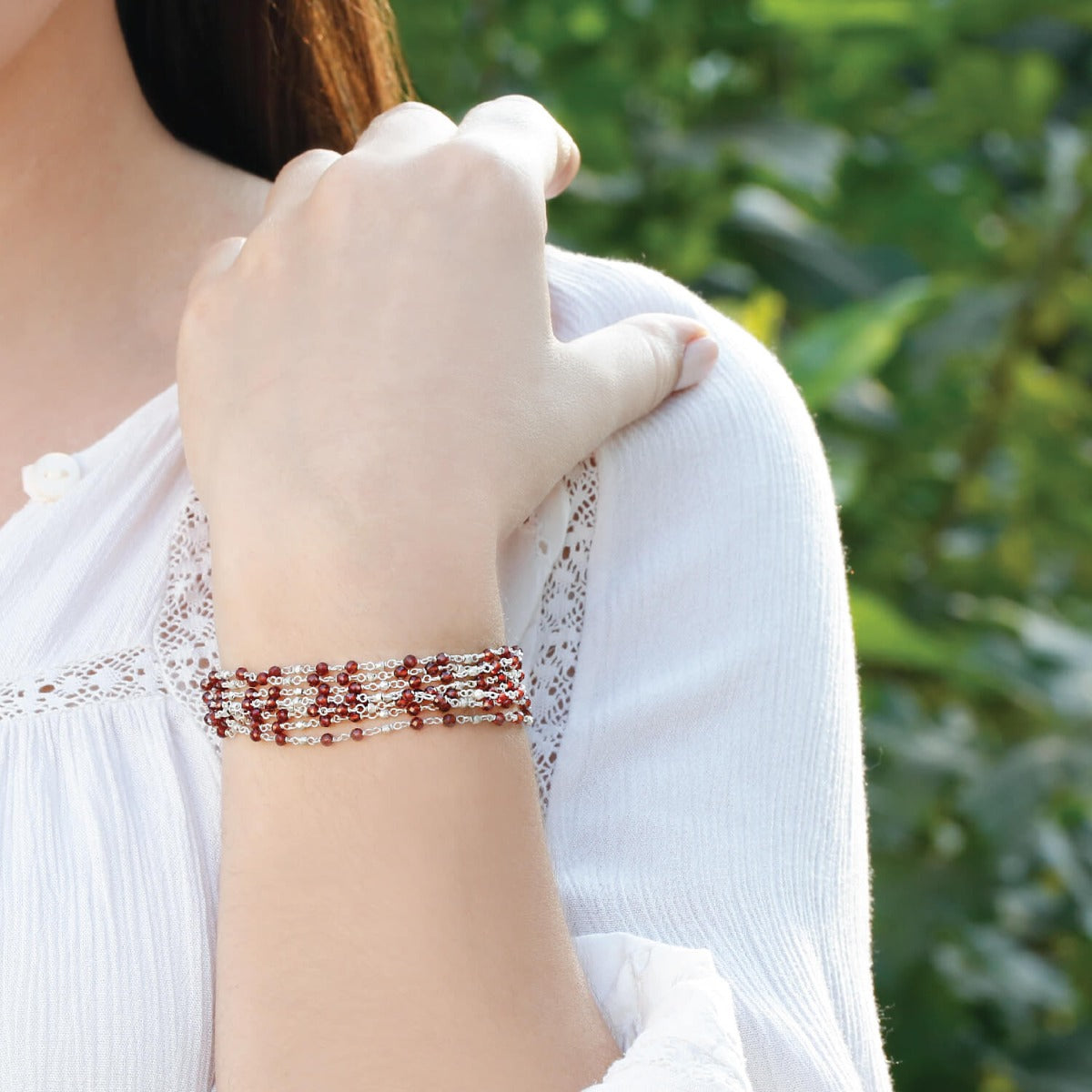 Magnificent Garnet Beads and Silver 925 Bracelet