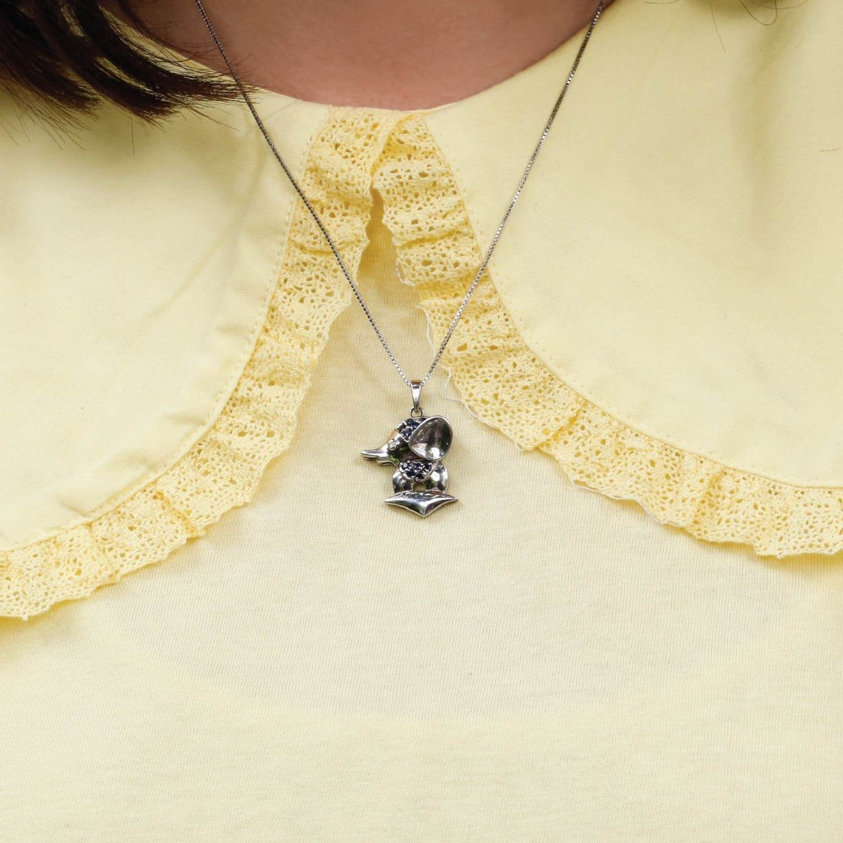 elephant pendant, sapphire pendant, silver pendant, sterling silver pendant, sapphire jewelry