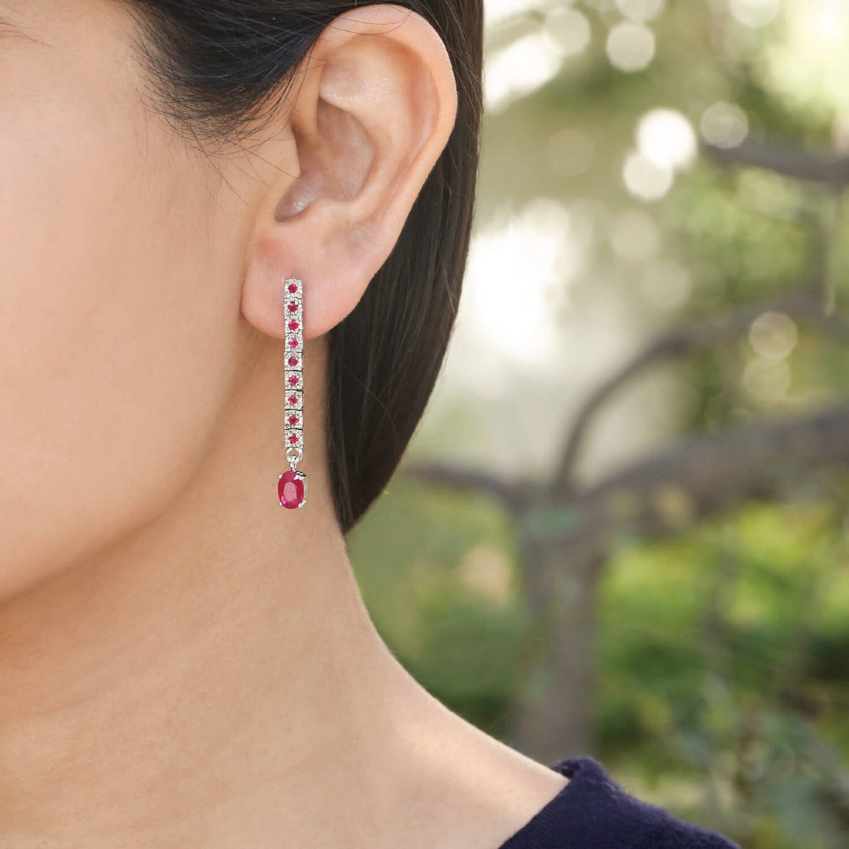 ruby earrings, sterling silver earrings, buy ruby earrings, ruby jewelry, ruby & diamond earrings,