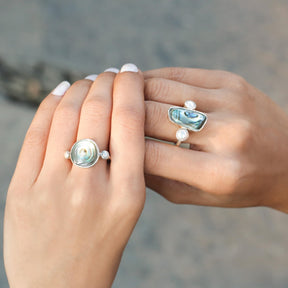 Pearl & Abalone silver ring