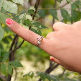 silver ring, sterling silver ring, tourmaline ring, buy tourmaline jewelry, multi color ring, fancy ring, gemstone ring, flower ring