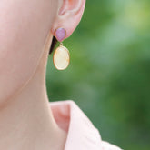 Multi sapphire earrings, sterling silver earrings, Two-step earrings, 18K gold plated earrings, multicolour earrings,