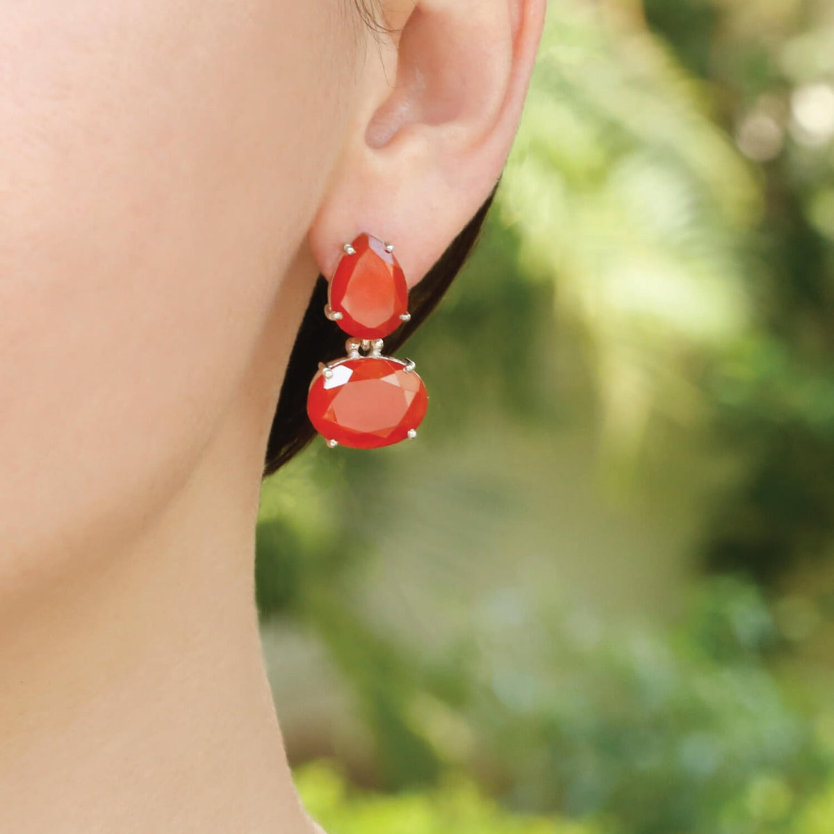Carnelian earrings, danglers earrings, red color earrings, shiney color earring, orange color earrings 
