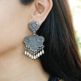 silver earrings, oxidized earrings, sterling silver earirngs, buy earrings online, traditional earrings, buy silver earrings, festive earrings, heavy earrings, big earrings