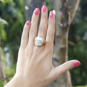 Ginevra Baroque Pearl 18k Gold Plated Silver 925 Ring