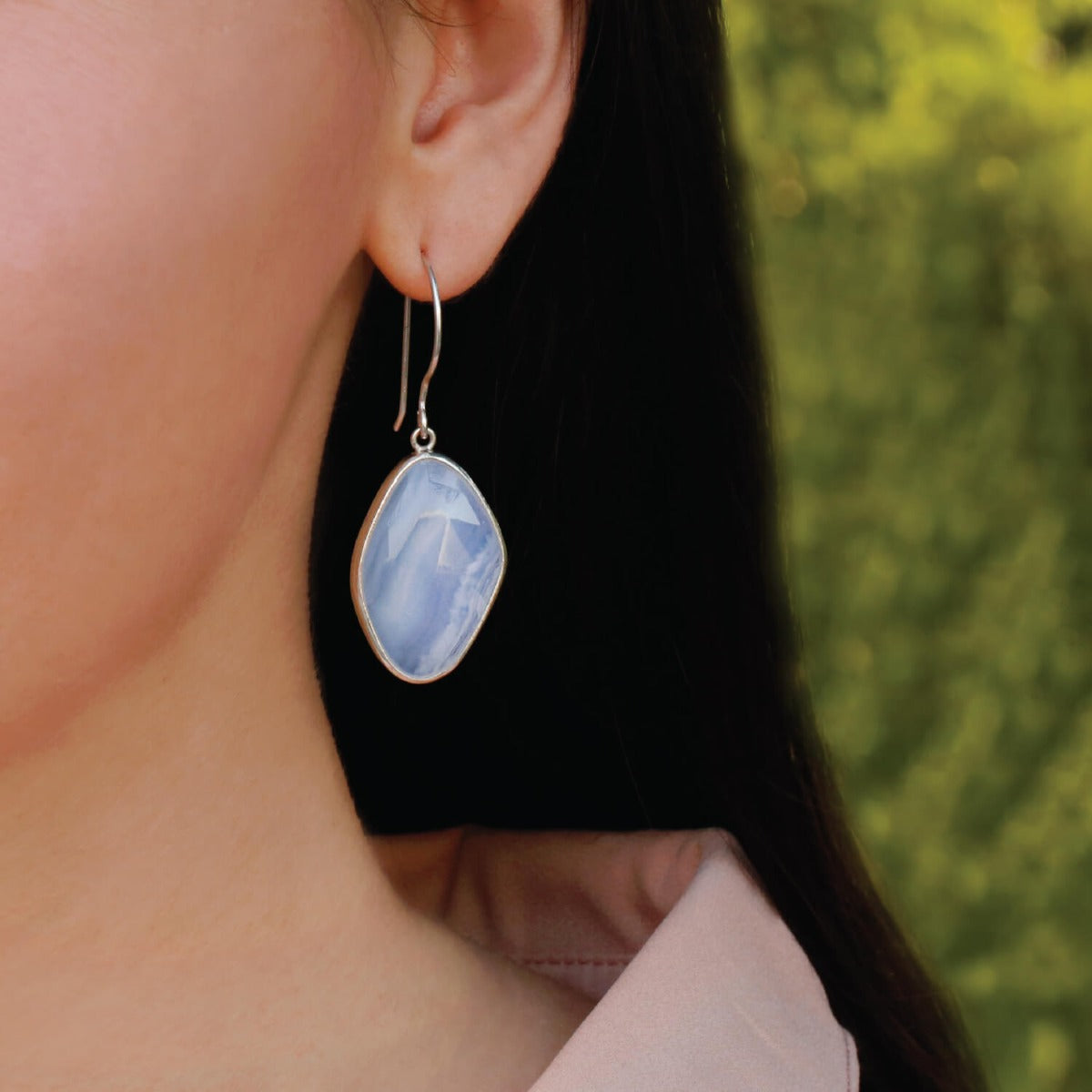silver earrings, sterling silver earrings, chalcedony earrings, silver chalcedony earrings,  blue earrings, silver blue earrings, blue silver earrings, 