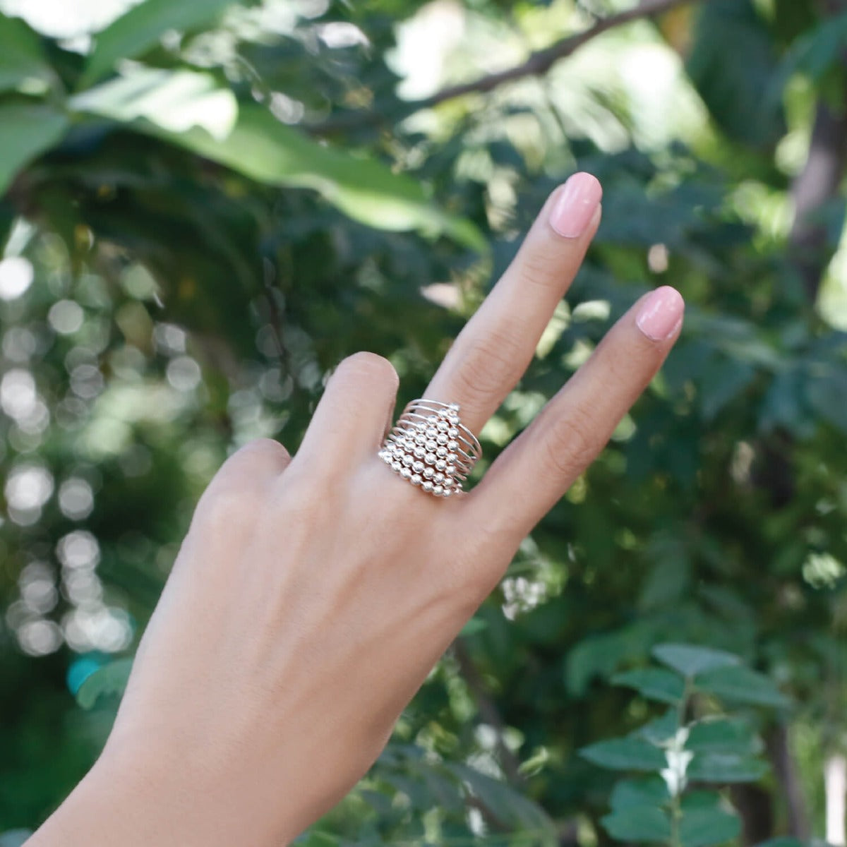 Sterling silver ring, modern rings, pyramid-shaped ring