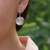 silver earrings, sterling silver earrings, rose quartz  earrings, silver rose quartz earrings, round earrings, pink silver earrings, pink earrings, silver pink earrings, round pink earrings, 
