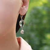silver earrings, sterling silver earrings, green amethyst earrings, silver green amethyst earrings, green earrings, silver green earrings, leaf shaped earrings