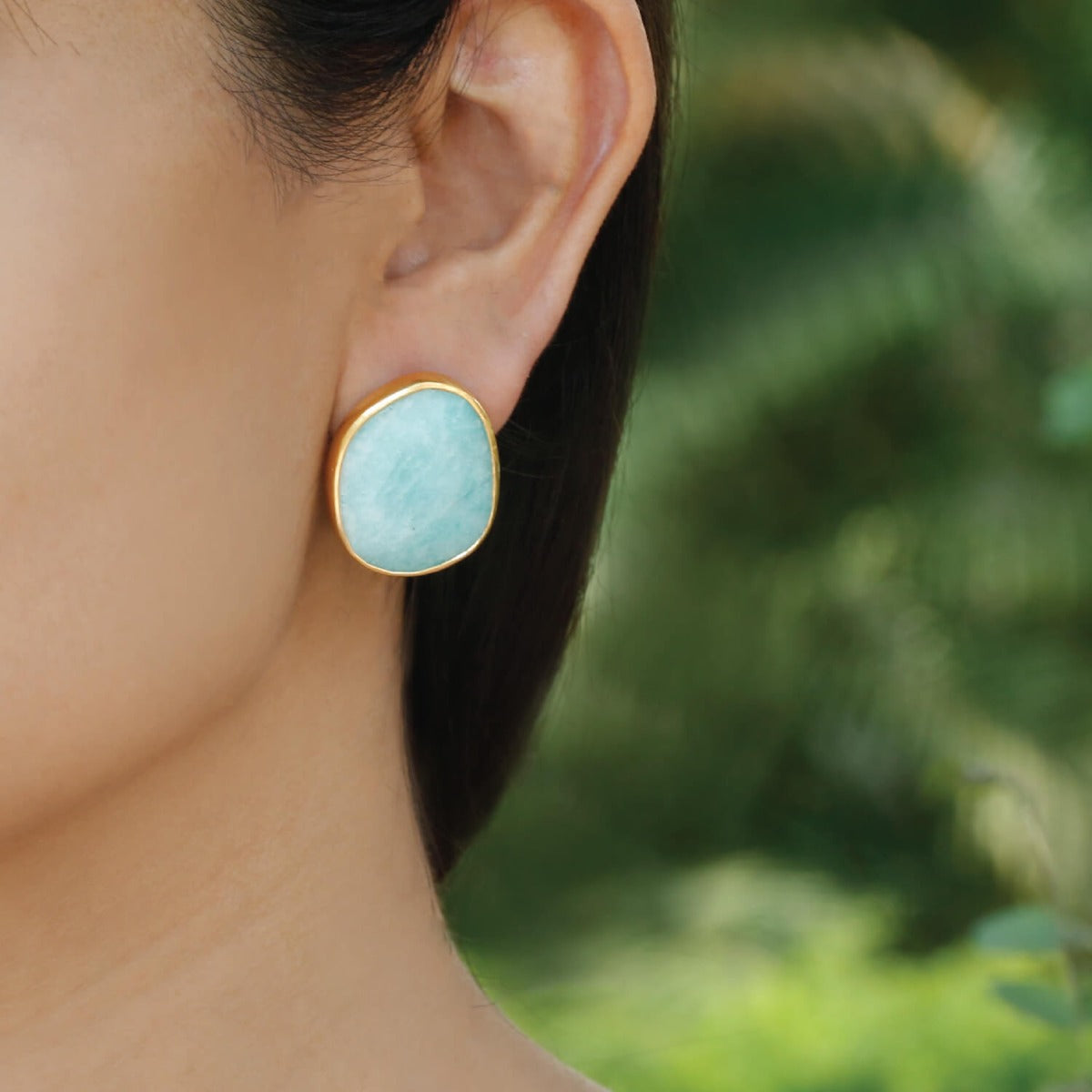 Amazonite Gold plated silver earrings
