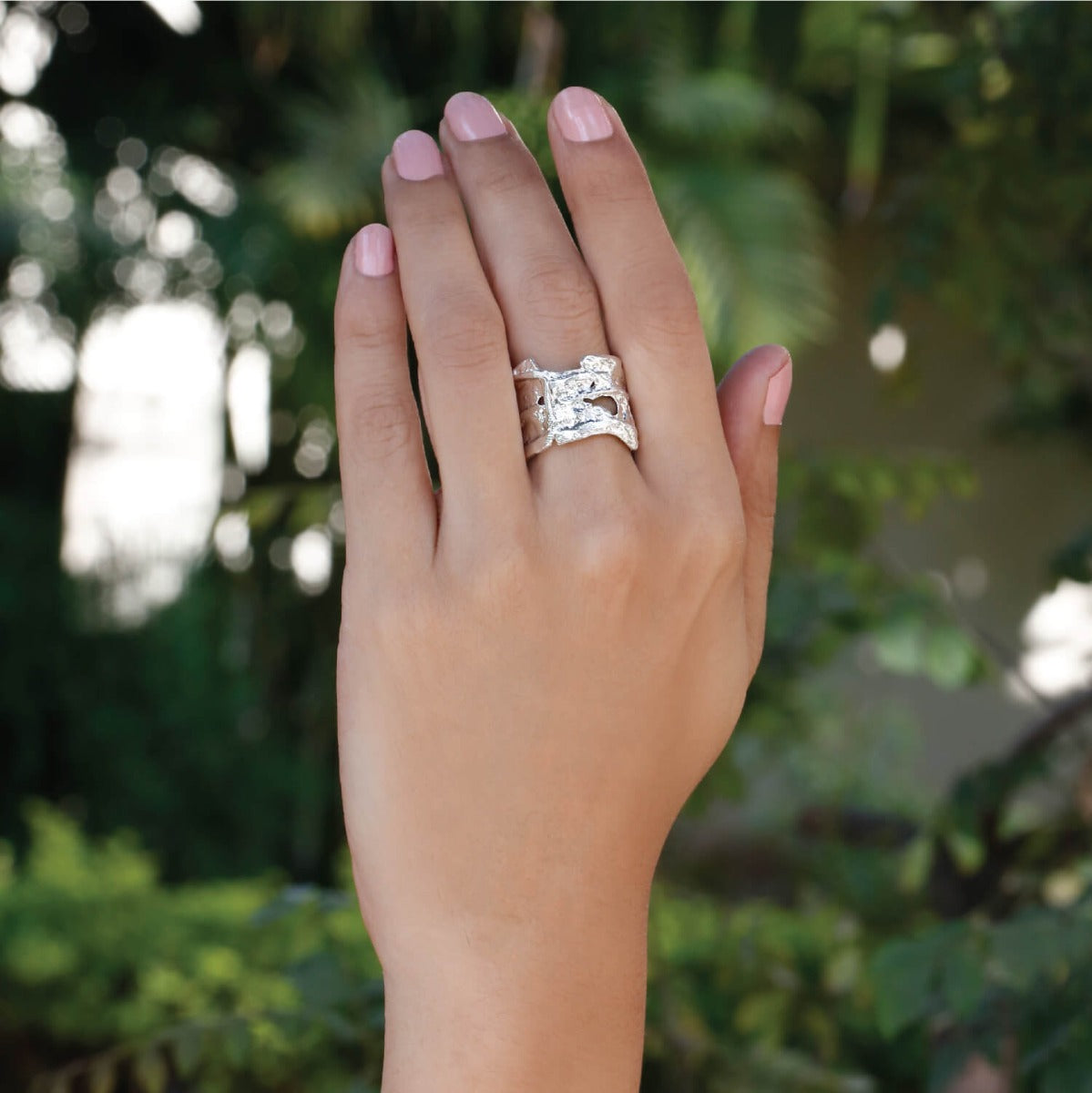 Alluring unevenly shaped silver ring, sterling silver ring, modern ring