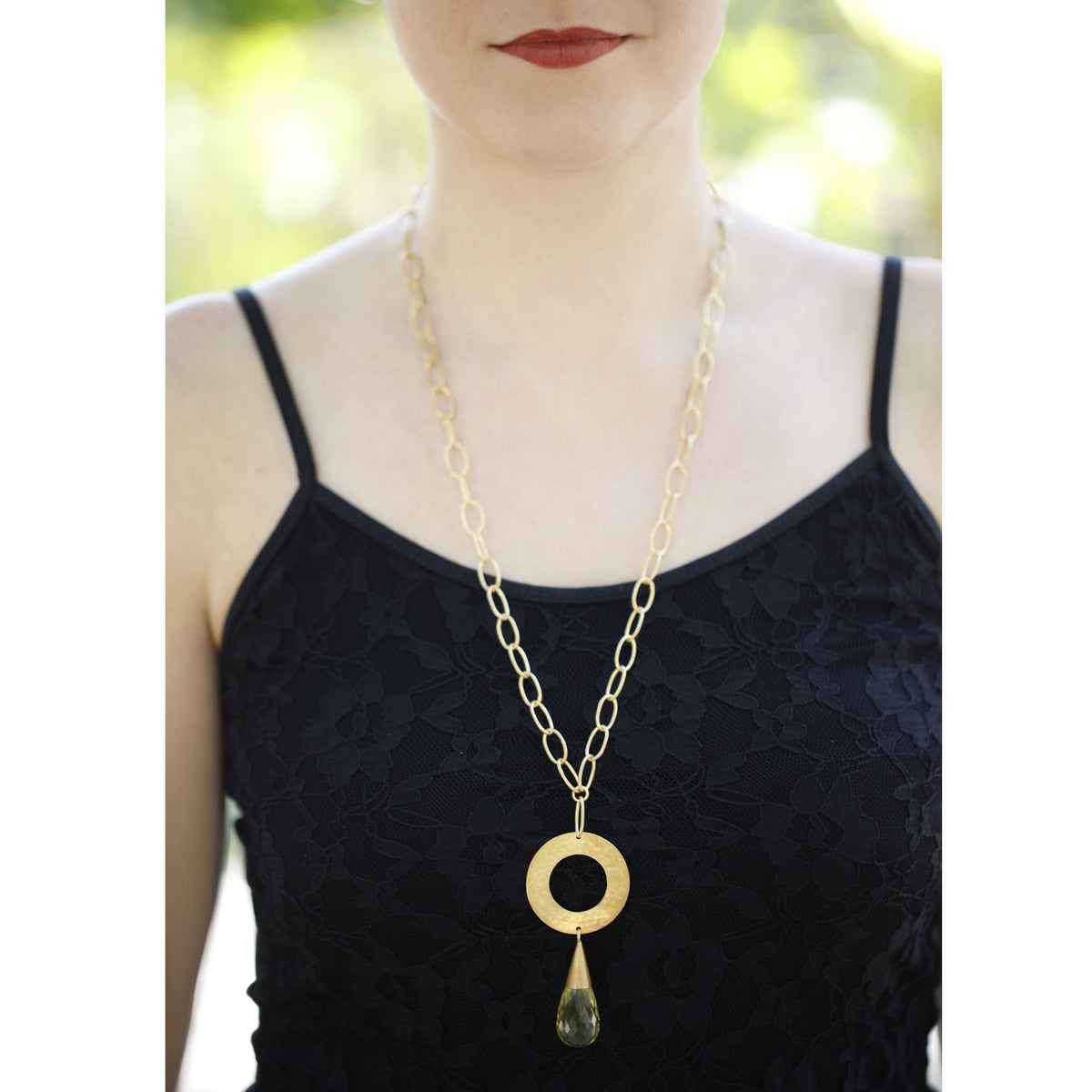 Gold plated silver links with lemon citrine necklace