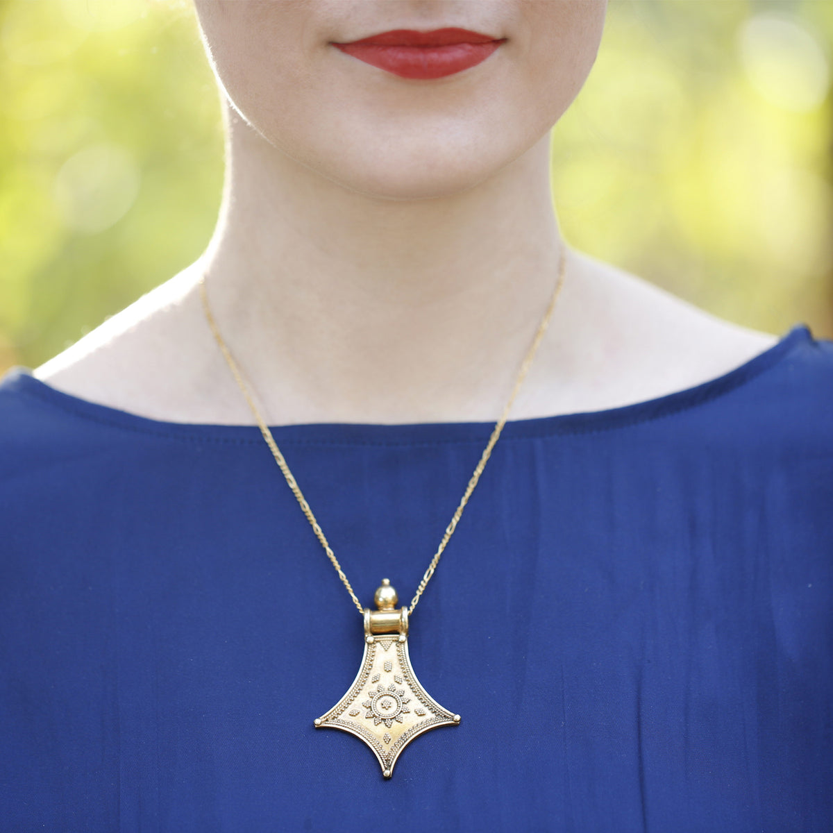 Granule Work 18K Gold Plated Silver 925 Oxidised Pendant