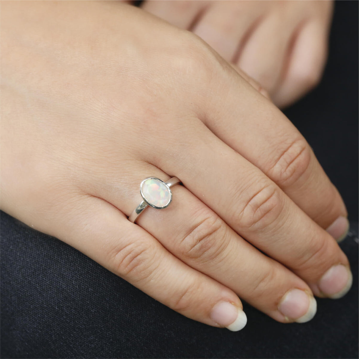 Bezel Set Opal Silver 925 Ring