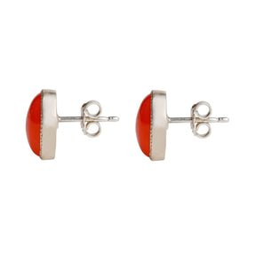 oval carnelian earrings close up bezel setting 11.9ct stone