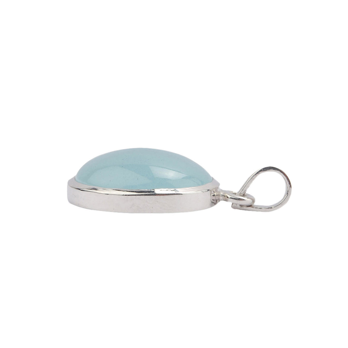 Sterling silver cabochon aquamarine pendant