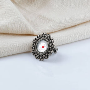 oxidized silver ring 925 sterling silver floral design